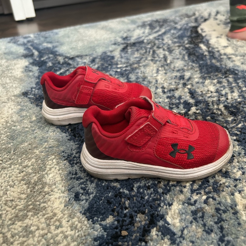 Under Armour Kids Red and White Sneakers